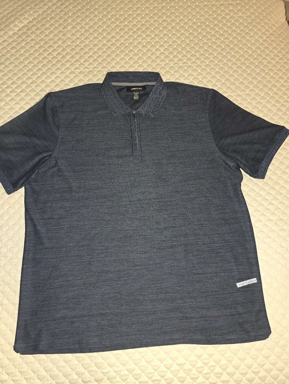 XXL - Kenneth Cole Men's Navy Blue Zip-Up Collared Sweater (CLEAN)
